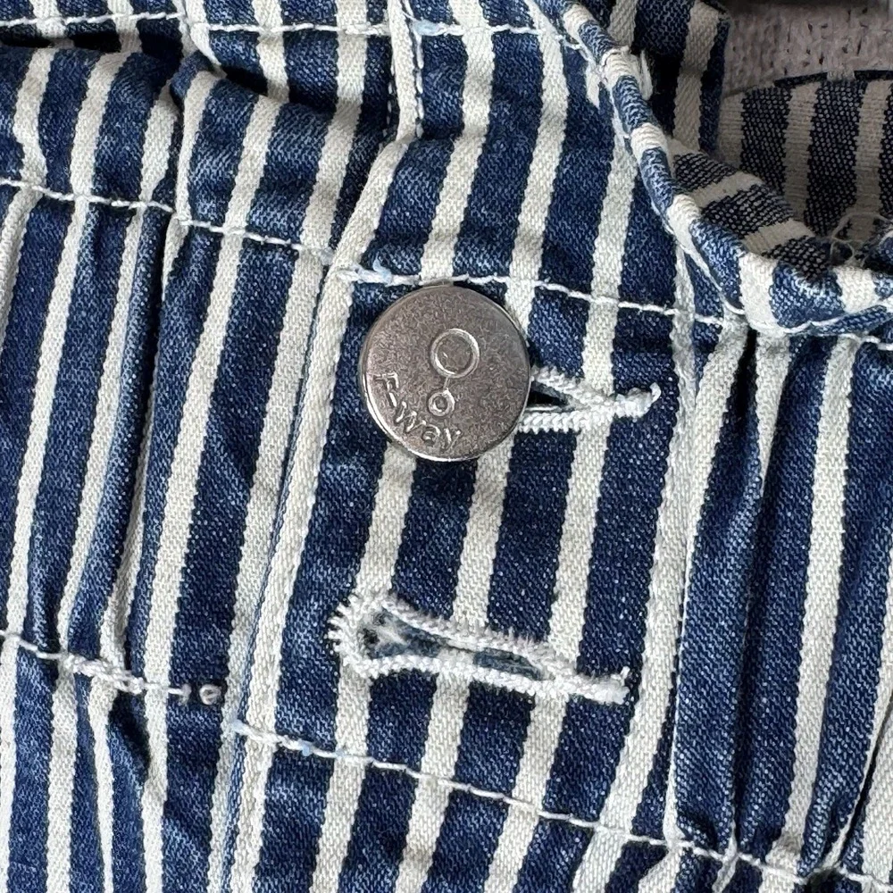 F-Way Blue White Stripe Denim Paperbag Straight Skirt Size‎ Small